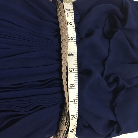 Blue pleated strapless dress - Picture 6 of 8